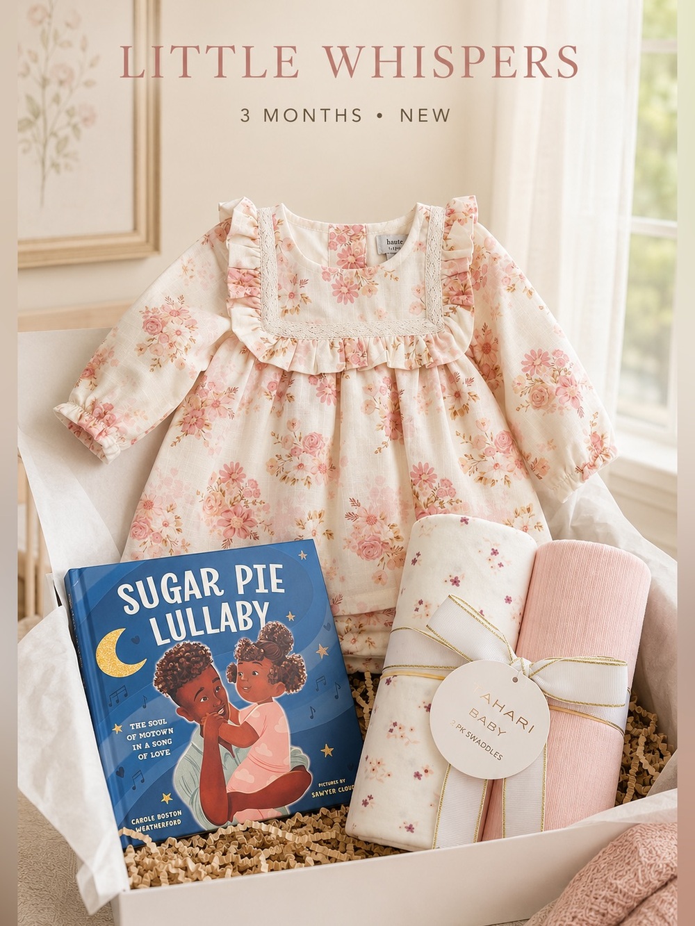 Baby Girl Gift Box 3M Haute Hippie Floral Outfit Swaddles Book NWT